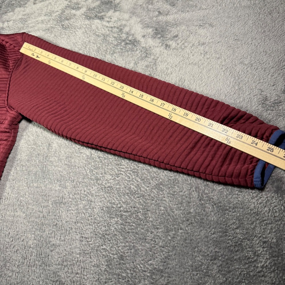 LL Bean Mens XXL Ridge Fleece Full Zip Jacket Burgundy Red Blue 520414 Regular - Picture 6 of 6
